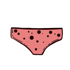 womens underpants silhouette vector. Briefs shorts with red hearts. Women's Clothing