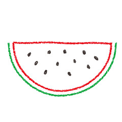 クレヨン素材　手描きのスイカイラスト
