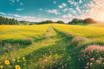 Obraz premium flower, field, flowers, garden, grass, landscape