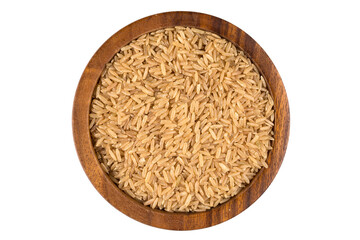Rice in wooden bowl