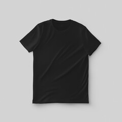 Male black t-shirt mockup, casual texture clothing for design, print, pattern, front view.