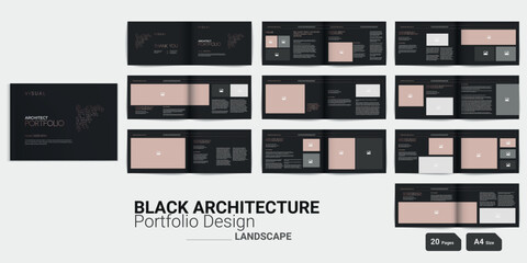 Black Architecture Portfolio Template Landscape Architect Portfolio Layout Design Portfolio Layout	