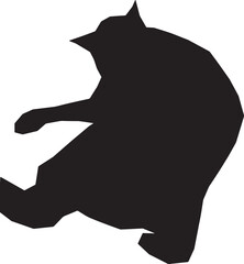 a silhouette of the cat sleeps comfortably.