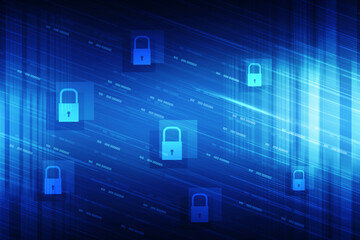 2d illustration Safety concept: Closed Padlock on digital background