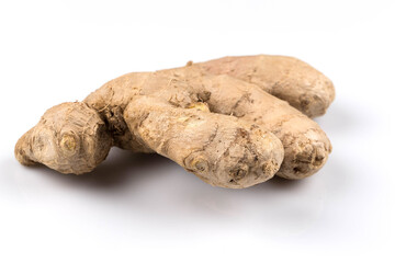 fresh ginger on white background