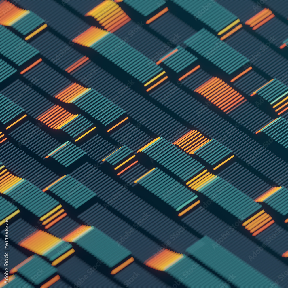 Aufkleber Digital illustration visualizing the concept of corporate computing, data analysis. 3d rendering
