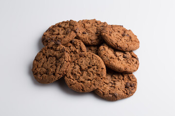 Chocolate chip cookies isolated on white