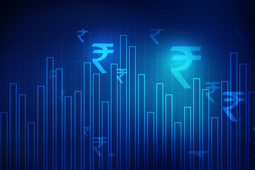 2d rendering Stock market online business concept. business Graph with indian rupee sign