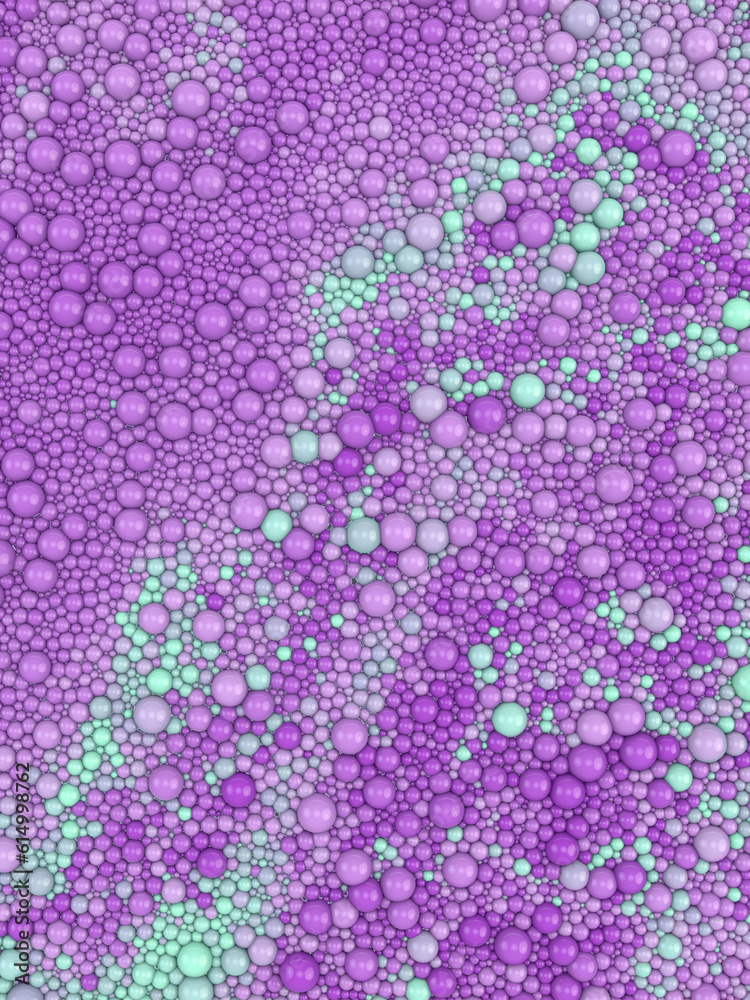 Poster beautiful background of multicolored spherical particles. 3d rendering digital illustration