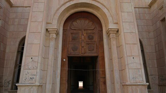 Entrance Door of Palace of Saddam Hussein in Babylon Iraq, Oriental Arab Architecture Style