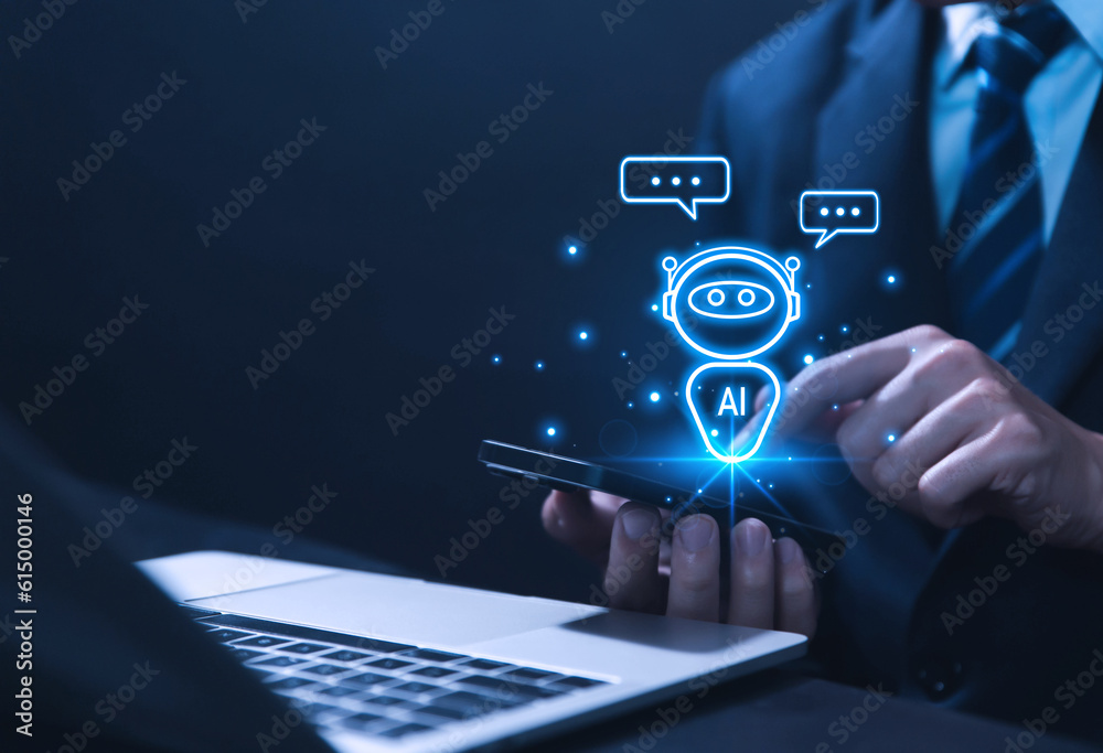 Wall mural robot intelligent digital chatbot chat assistant robot customer ai artificial intelligence technolog