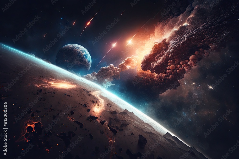 Canvas Prints tilt shifted aerial view of earths atmosphere in space. generative ai aig15.