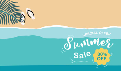Summer background with sea and beach .Vector summer banner © piixypeach