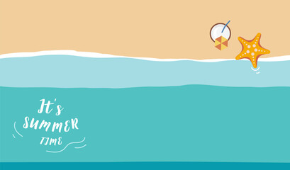 Summer background with sea and beach .Vector summer banner