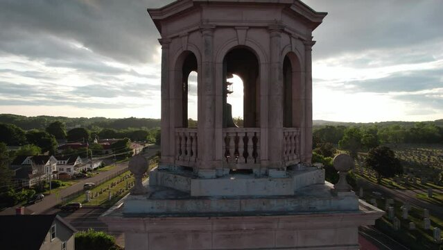 Circular flight of the bell tower of Saint Marys Church, Cranston. Rhode Island.