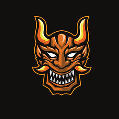 colorful demon mask mascot design in japanese theme