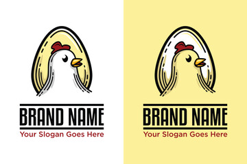 simple Chicken with egg Farm illustration logo design