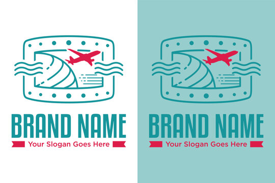 Passport travel stamp illustration logo design