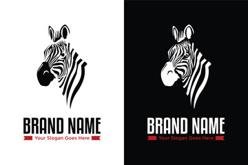 simple Zebra head illustration logo design