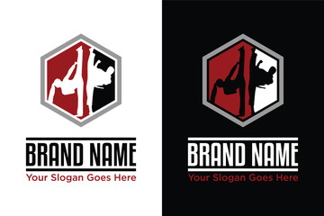 Naklejka premium simple modern taekwondo fight illustration logo design