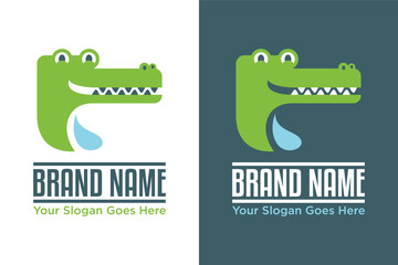 Cute crocodile water illustration logo design