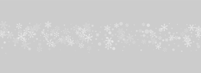 Gray Snowflake Vector Panoramic Grey Background.