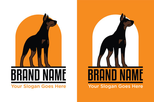 simple Doberman dog pet illustration logo design