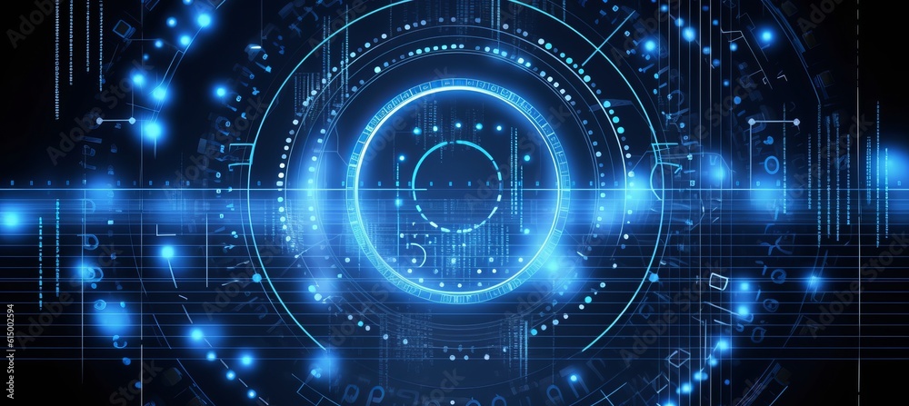 Poster Technology network virtual space system background. Generative AI technology.