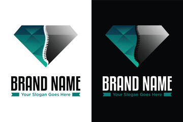 modern simple body spine chiropractic with diamond illustration logo design