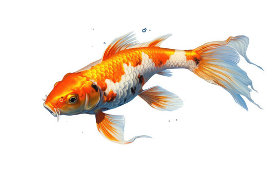 Set of koi, carp fish on an isolated white background, watercolor illustration, hand drawing