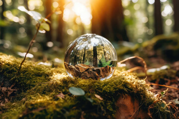 Crystal Earth On Soil In Forest. Generative AI