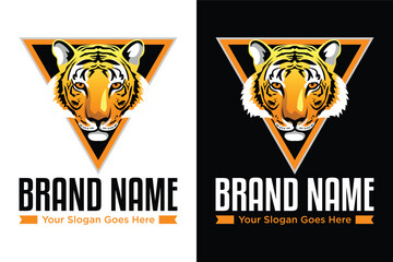triangle Tiger Head Illustration Vector logo design