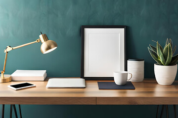 A pristine blank Polaroid frame hanging on a whitewashed wall in a contemporary art gallery