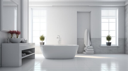 Obraz na płótnie Canvas modern bathroom with white furniture