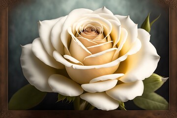 White Rose Flower Closeup Illustration