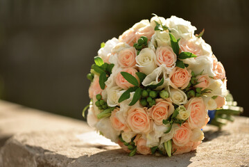 Wedding bouquet on stone