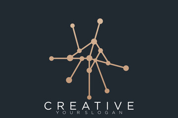 gold round connect design vector technology company logo