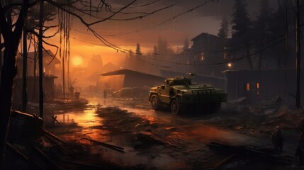 Fototapeta na wymiar Military Game Environment Art