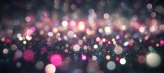 Defocused night pink lights sparkle background. Generative AI technology.	