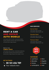 Auto repair flyer, automotive, automobile service, car fix, car wash, car service flyer