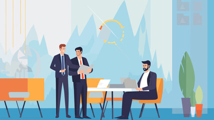 Business Concept illustrations. Collection of scenes with men and women taking part in business activities. Vector illustration.