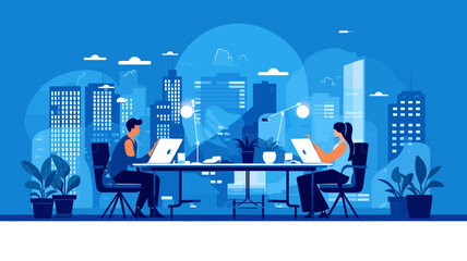 Business Concept illustrations. Collection of scenes with men and women taking part in business activities. Vector illustration.