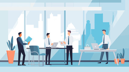 Business Concept illustrations. Collection of scenes with men and women taking part in business activities. Vector illustration.