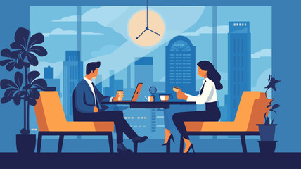 Fototapeta premium Business Concept illustrations. Collection of scenes with men and women taking part in business activities. Vector illustration.