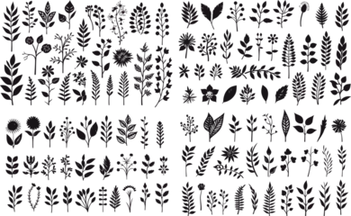 Crédence de cuisine en verre imprimé Crâne aquarelle Plant silhouette, black and white design, vector illustration, SVG, great for t-shirt, mug, birthday card, wall sticker, sticker, iron-on, scrapbooking,