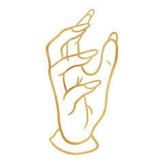 Gold Scary Witch Hand Drawing