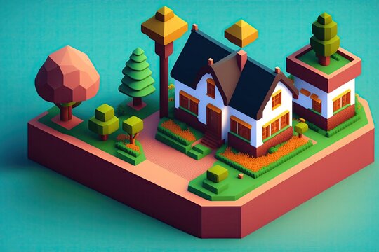 Isometric Real Estate Design of House