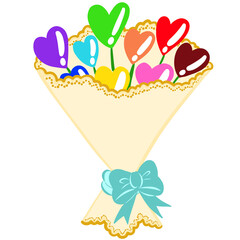 Rainbow heart bouquet