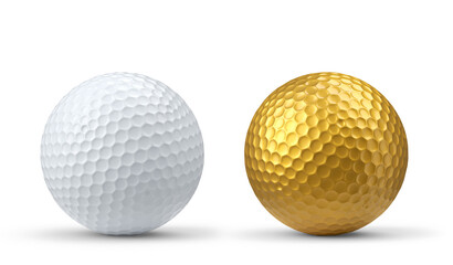 Set of golf ball isolated on white background