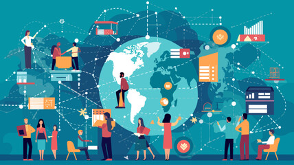 Global communication network concept. Environmental technology. Sustainable development goals. SDGs. Vector illustration.